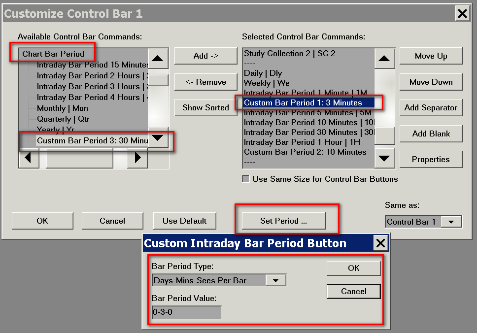 Control Bar - Sierra Chart